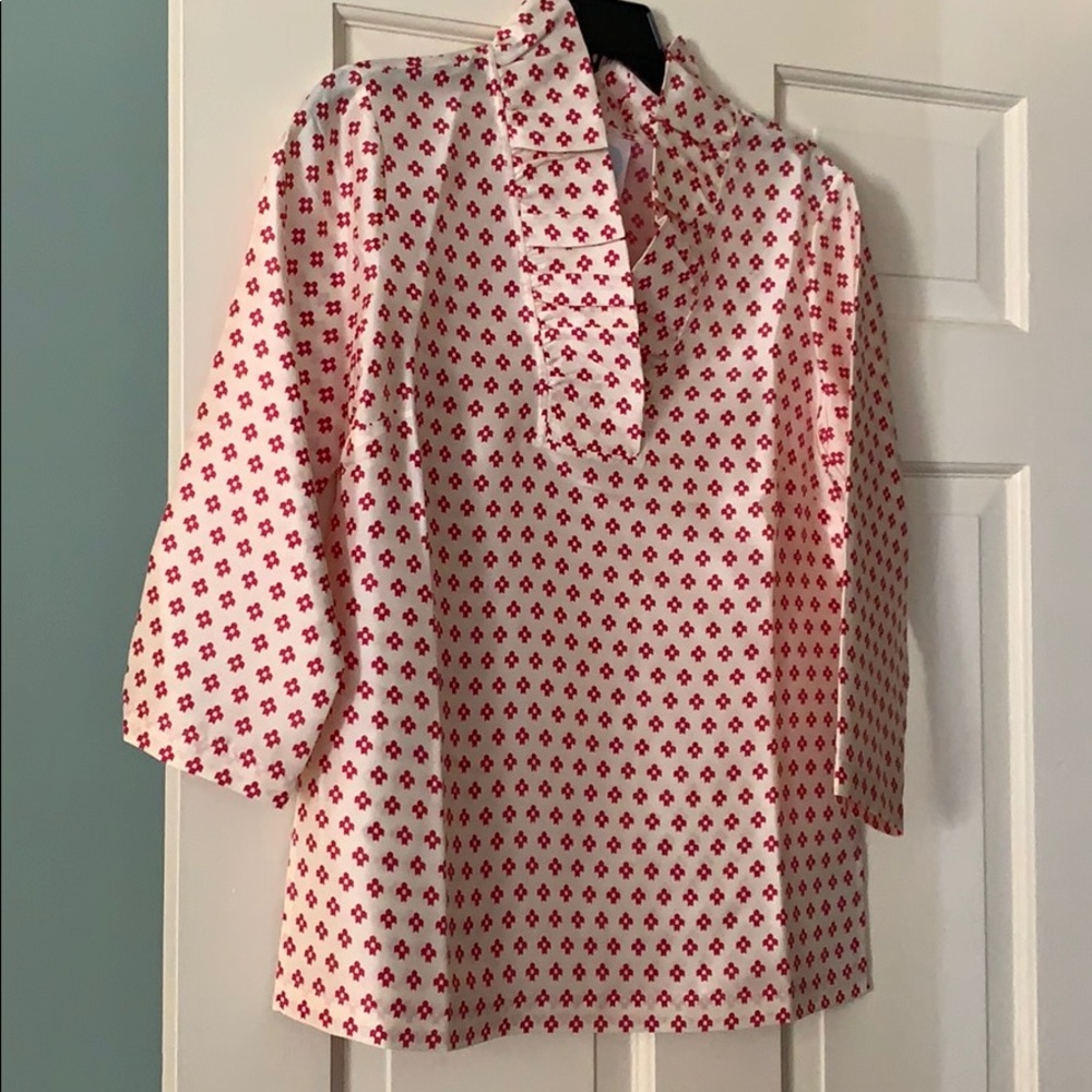 Devon Baer Fair Isle ruffle tunic